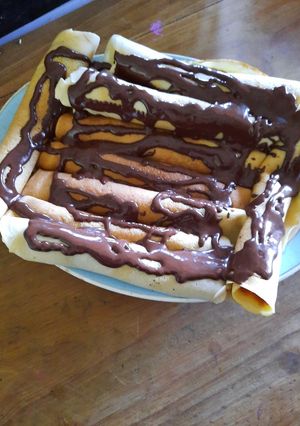 Una foto de Mi primera receta, panqueques con dulce de leche chocolate 🍫