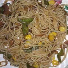 A picture of Lemony chilli garlic noodles.