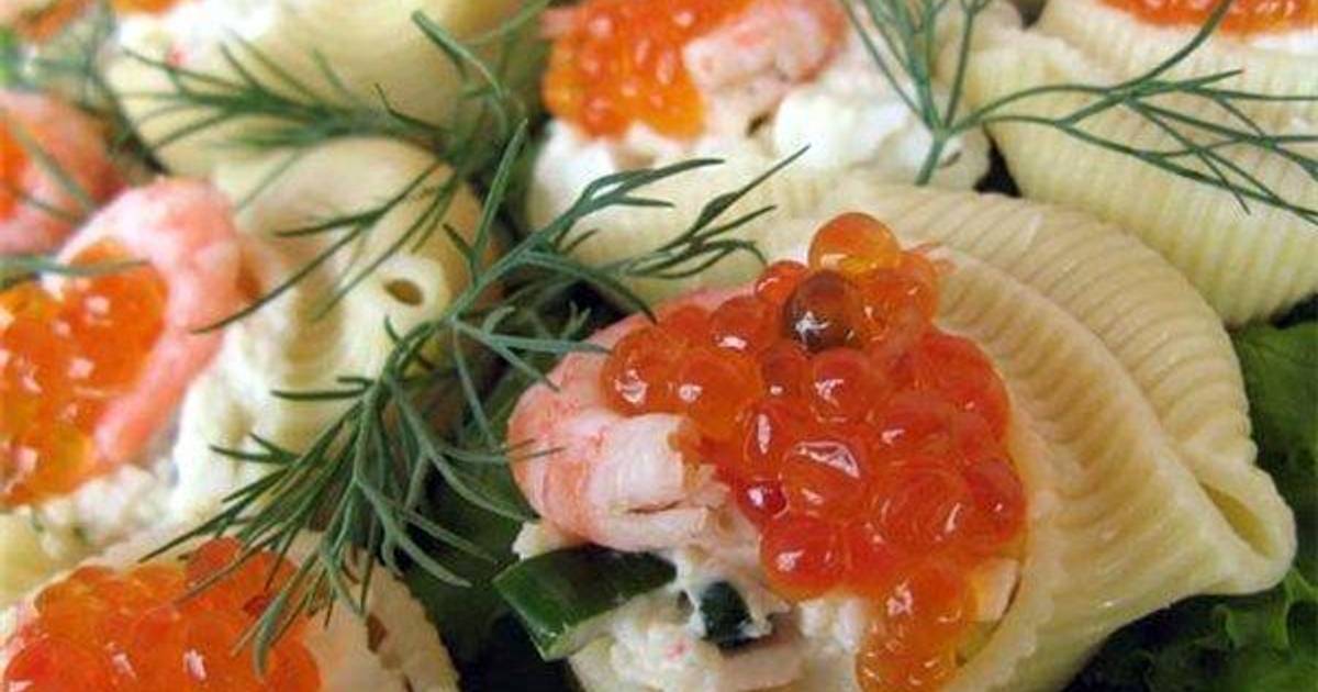 Закуски с икрой ракушки