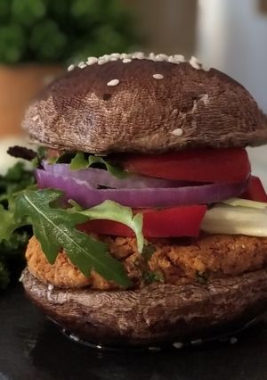 A picture of Portobello Vegan Burger.