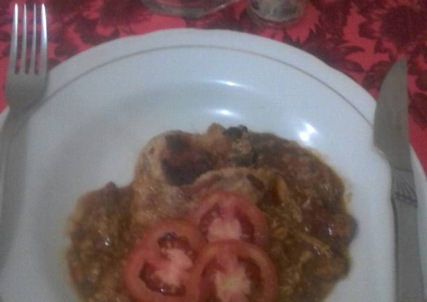 Steak babi with saos tomat creamy rasa telur susu pedas