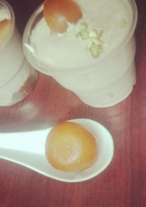 A picture of Gulab jamun mousse with White chocolate.