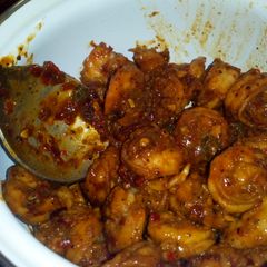 A picture of Honey glazed prawns.