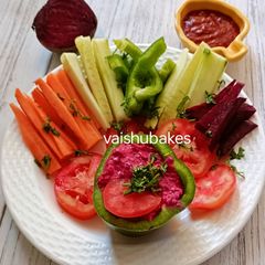 A picture of Schezwan style Beetroot Dip.