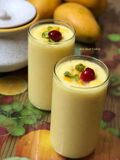 A picture of Mango Lassi (Mango Yogurt Smoothie) – Summer Special.