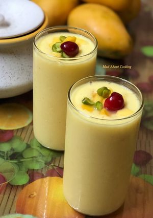 A picture of Mango Lassi (Mango Yogurt Smoothie) – Summer Special.
