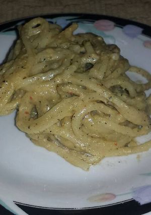 Una foto de Pasta con salsa de pimiento