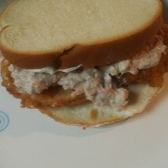A picture of Tuna Salad and Fried Tomato Sandwich.