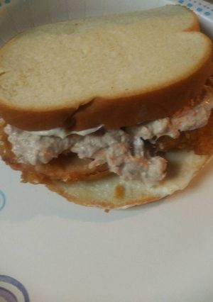 A picture of Tuna Salad and Fried Tomato Sandwich.