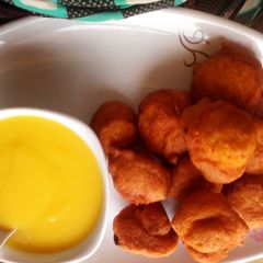 A picture of Akara and custard.