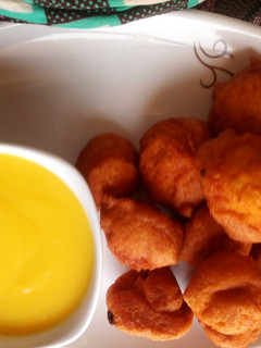A picture of Akara and custard.