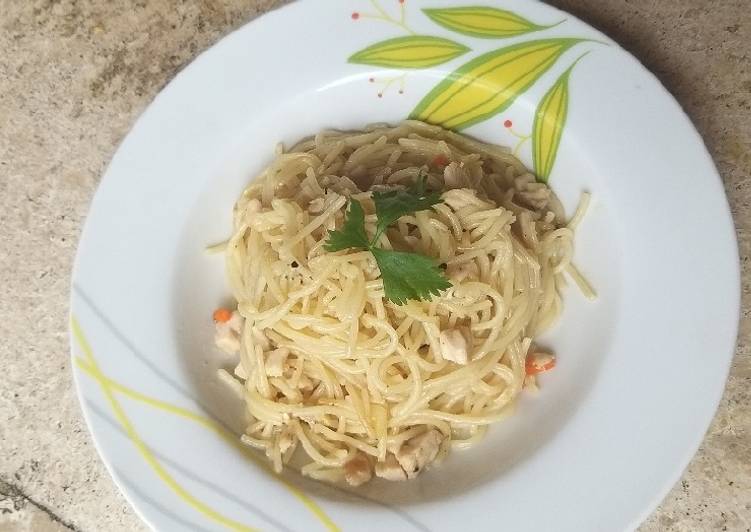 Resep Spaghetti aglio ayam Anti Gagal
