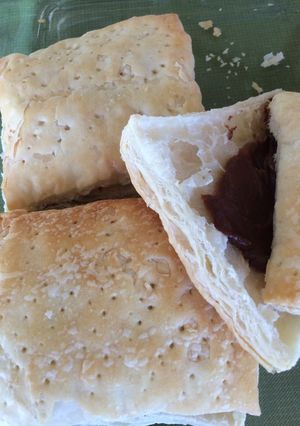 A picture of Chocolate stuffed puff pastry.