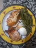 Pollo Horneado al Limón con Chauchas y Huevos Duros