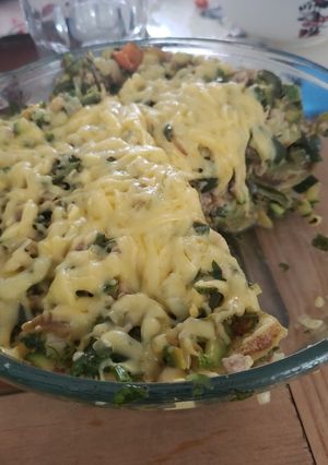 Una foto de Chayotes con queso fundido