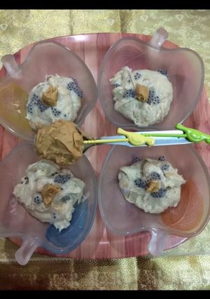 A picture of Frozen banana ice cream with peanut butter.