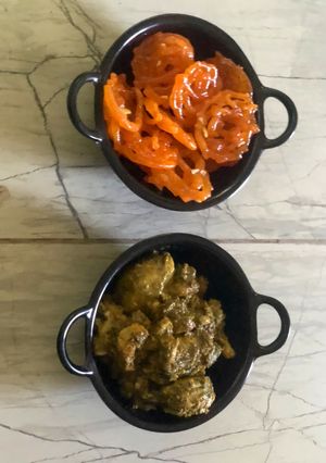 A picture of Unidhyu(in cooker with 1tbsp oil).
