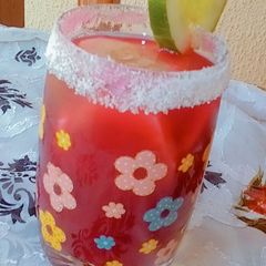 A picture of Hibiscus juice (zobo).