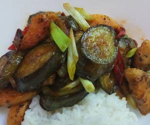 Praktis Memasak Tumis ayam terong saus tiram Enak Sempurna