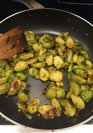 A picture of Garlic Brussel Sprouts.