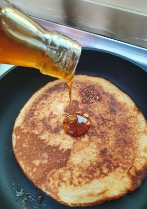 صورة لوصفة بان كيك الشوفان والعسل