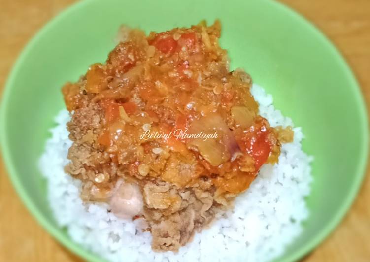 Resep masakan Rice Bowl Ayam Crispy Penyet Sambal Bawang | Cara Buat Rice Bowl Ayam Crispy Penyet Sambal Bawang Yang Enak Dan Lezat
