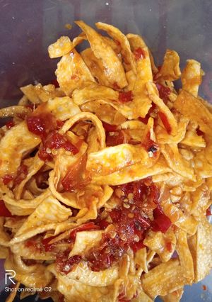 Foto resep Keripik singkong balado pedas manis homemade