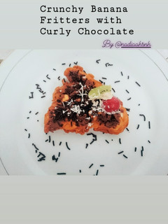 Foto resep Crunchy Banana Fritters with Curly Chocolate (Pisang Kipas Coklat)