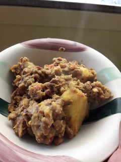 A picture of Beans and sweet potato.