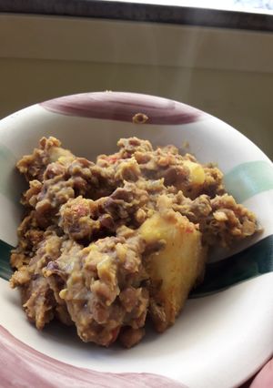 A picture of Beans and sweet potato.