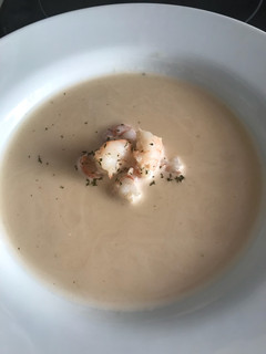 Una foto de Sopa de salmón