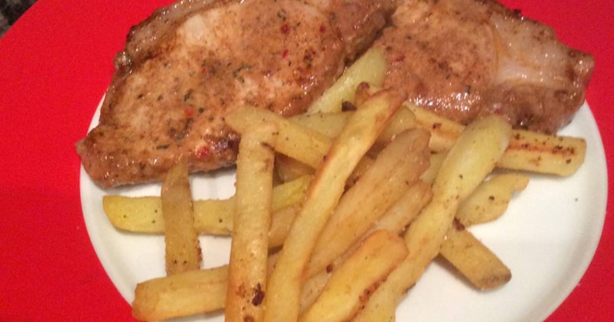 Sweet & Smoky pork chop with vegeta chips Recipe by Nina Anlezarck