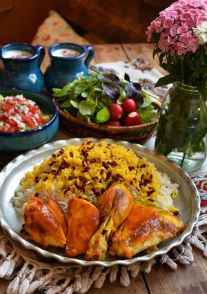 عکسی از دستور مرغ زعفرانی