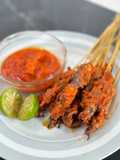 Sate jeroan ayam pedas