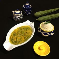 A picture of Jhinge Posto / Ridge Gourd in Poppy Mustard Sauce.