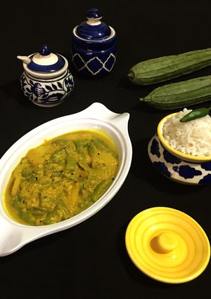 A picture of Jhinge Posto / Ridge Gourd in Poppy Mustard Sauce.