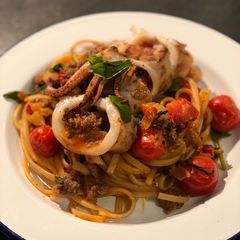 A picture of Stuffed squid linguine🦑.