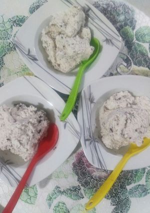 عکسی از دستور بستنی وانیلی با تکه های شکلات 🍫🍫🍫 خوشمزه وعالی جاتون خالی ،☺️