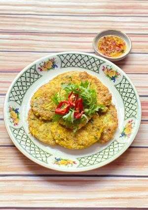 Hình của món Trứng Chiên Cốm.