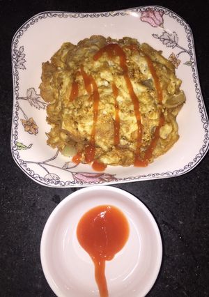 Hình của món Trứng gà nấm kim châm rán.