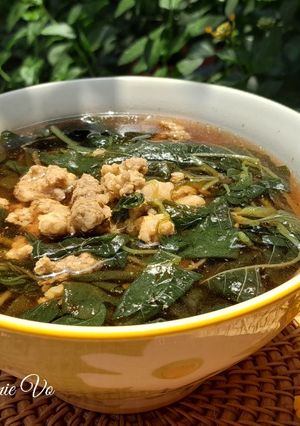 Hình của món Canh rau dền nấu thịt xay.