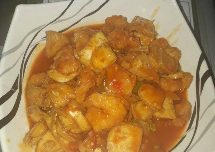 Resep Udang n tahu saos asam manis pedas yang Enak