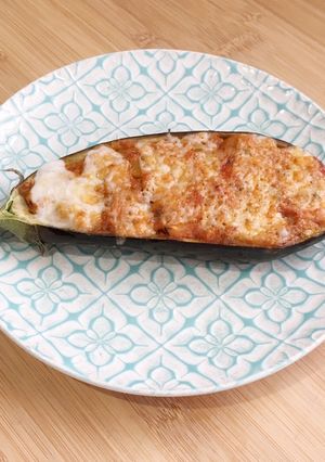 Una foto de Berenjena rellena de boloñesa vegetariana