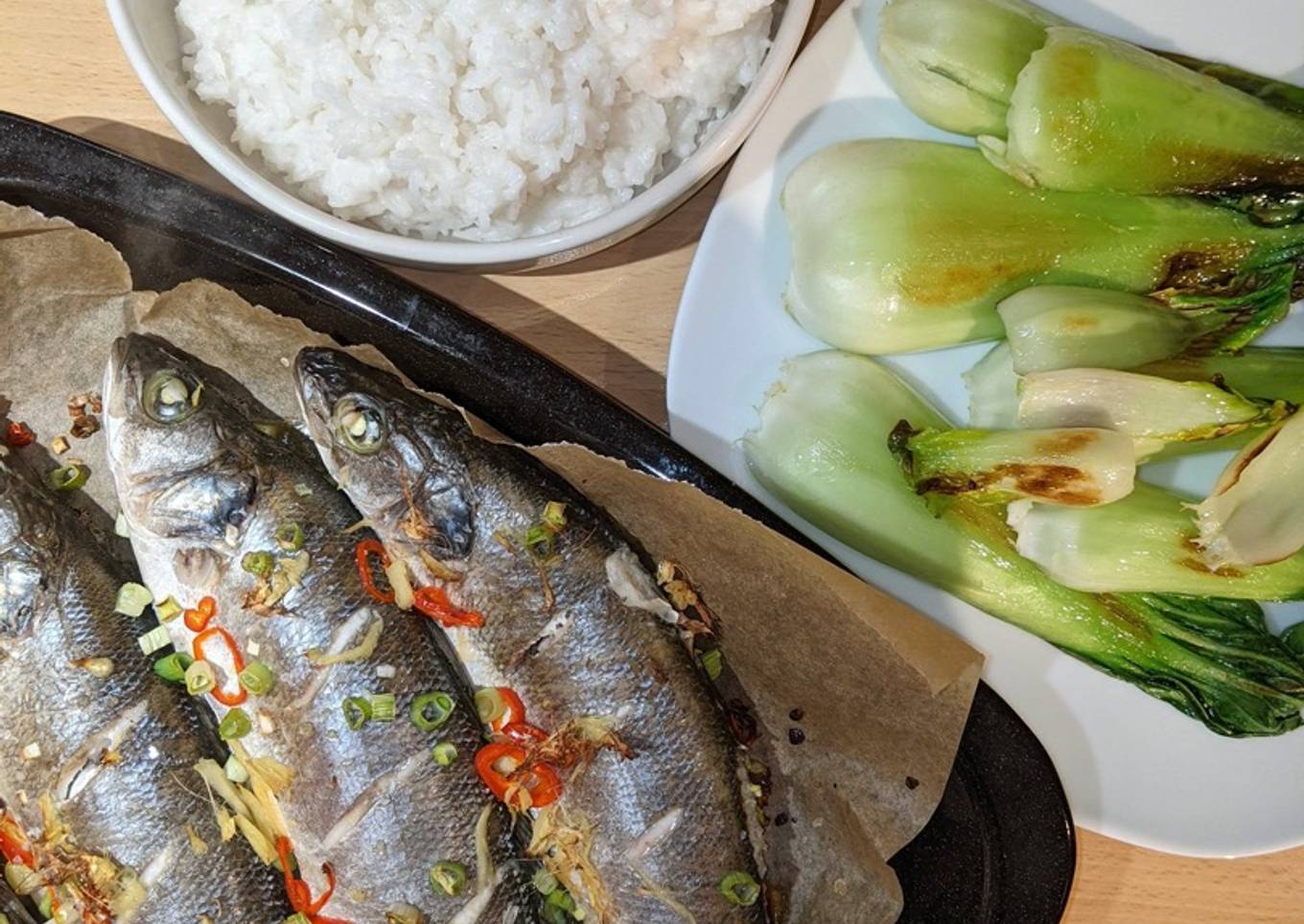 Sea Bass with Coconut Rice & Pak Choi