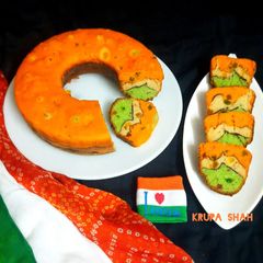 A picture of Tricolour flaunt line tea-cake(No oven no kadhai).