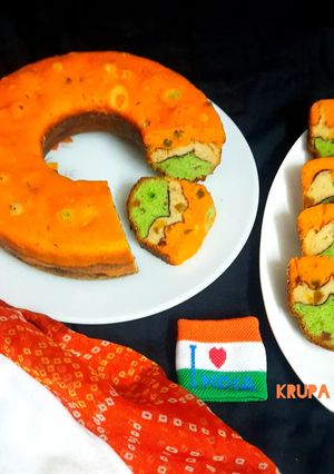 A picture of Tricolour flaunt line tea-cake(No oven no kadhai).