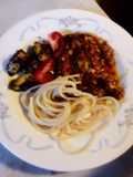 Pasta with vegetarian PastaSauce. Made of kidneybeans and homemade tomatosauce