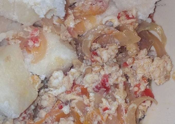 Recipe of Jamie Oliver Boiled yam and egg sauce