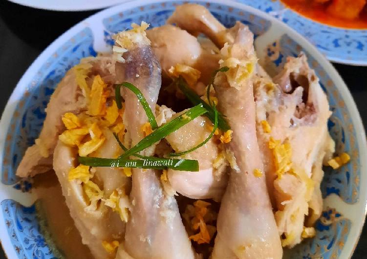 Cara Gampang Membuat Ayam tim bawang putih dan jahe, Lezat