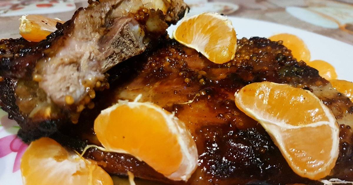Рецепт ребрышки с горчицей и медом в духовке рецепт с фото